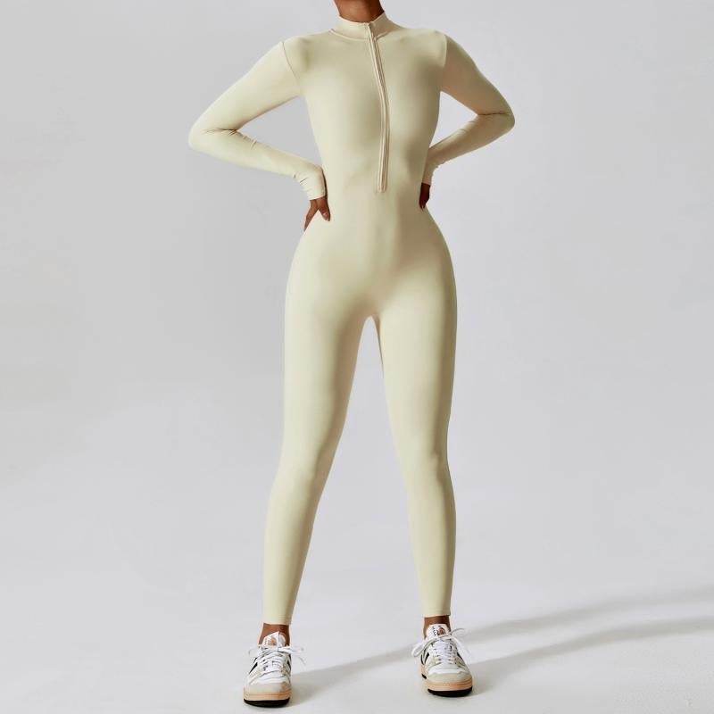 Wellfitaura Zipper Long Sleeve Jumpsuit
