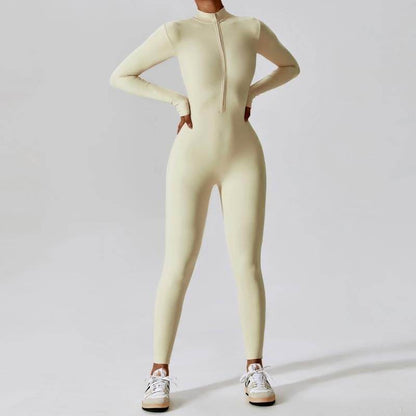 Wellfitaura Zipper Long Sleeve Jumpsuit