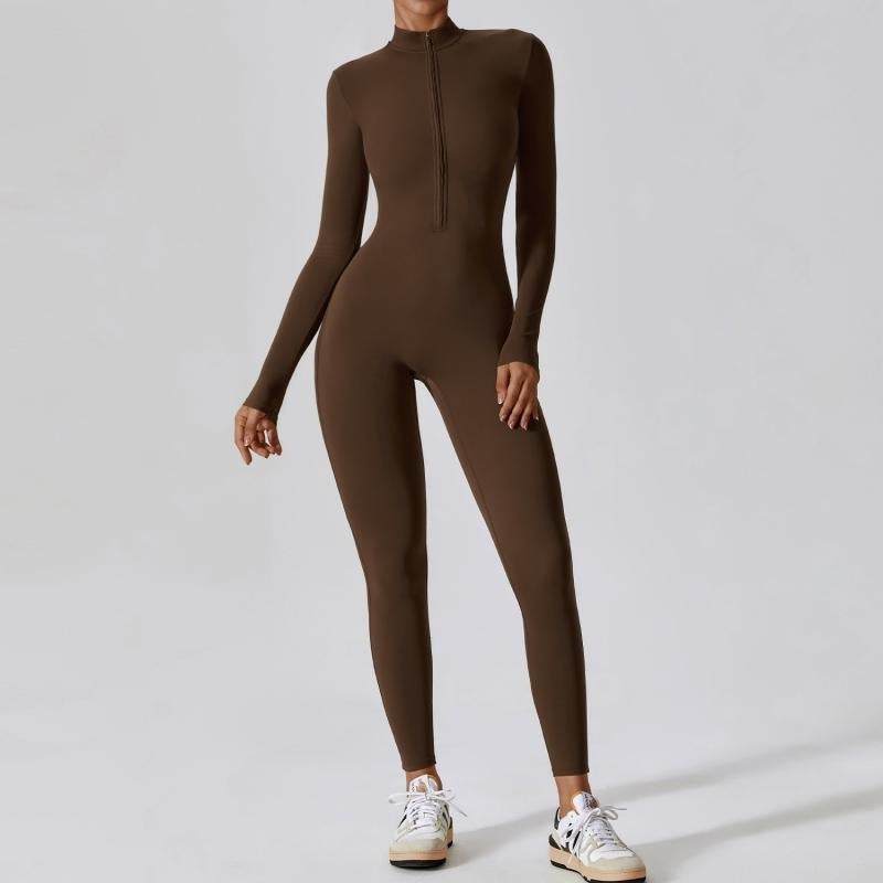 Wellfitaura Zipper Long Sleeve Jumpsuit