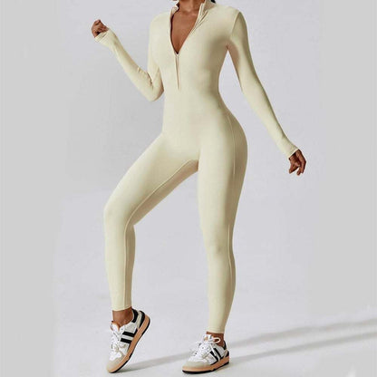 Wellfitaura Zipper Long Sleeve Jumpsuit