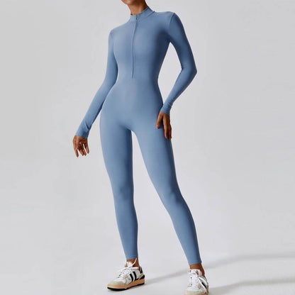 Wellfitaura Zipper Long Sleeve Jumpsuit